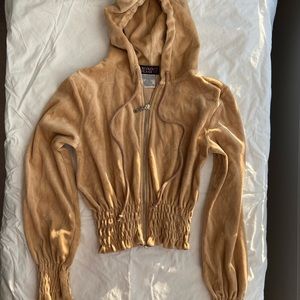 Retro X0X0 Jeans velour cropped hoodie - sexy ruching - size Medium